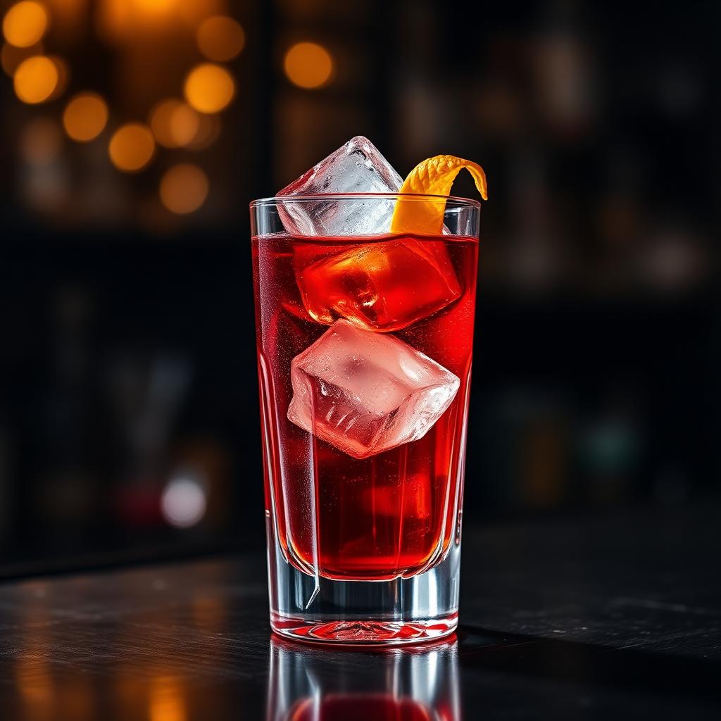 Negroni cocktail with orange peel